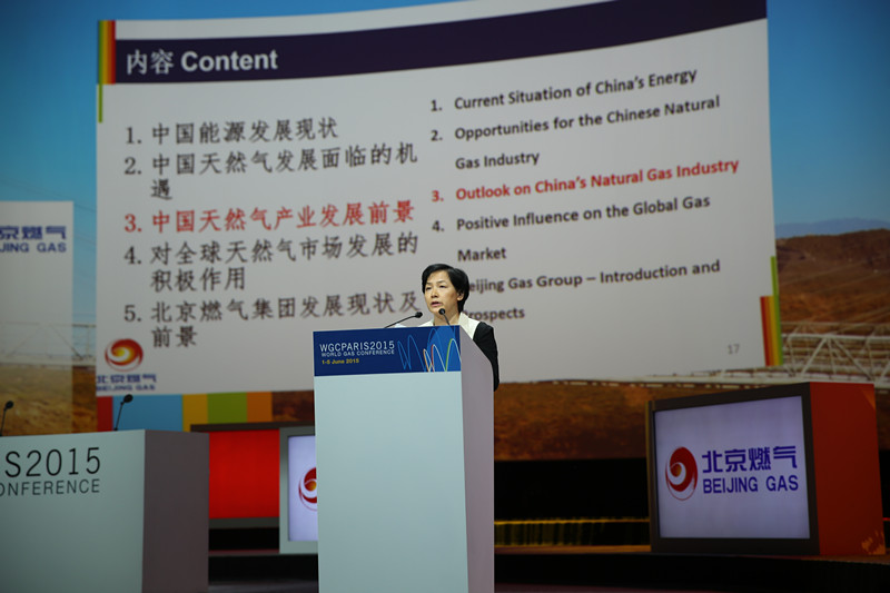 北京燃气董事长李雅兰代表中国在巴黎国际燃气联盟会议上作主题发言